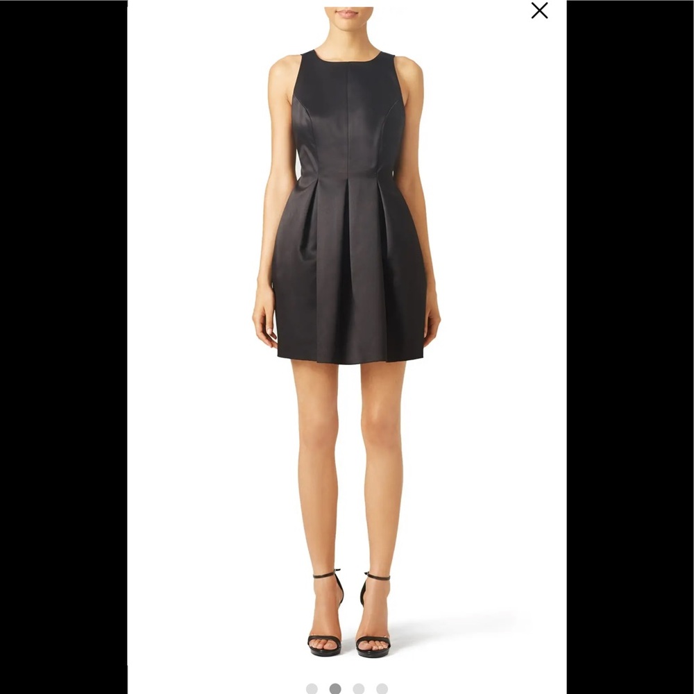 NWT Cynthia Rowley Carola Dress. Black satin. Size 2.